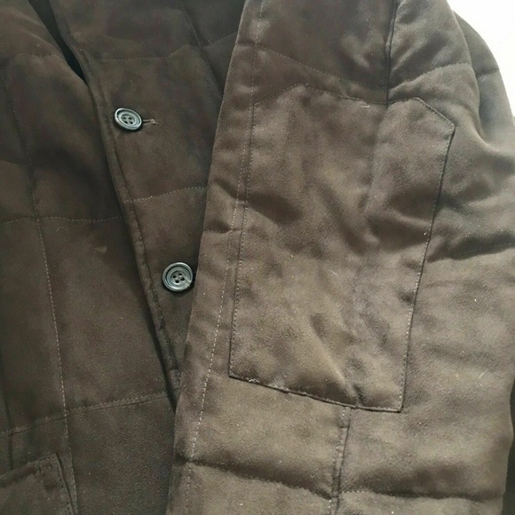 BLACK SAKS FIFTH AVE Size Medium Brown Soft Microfiber Suede Coat Lined Pockets - Picture 8 of 10